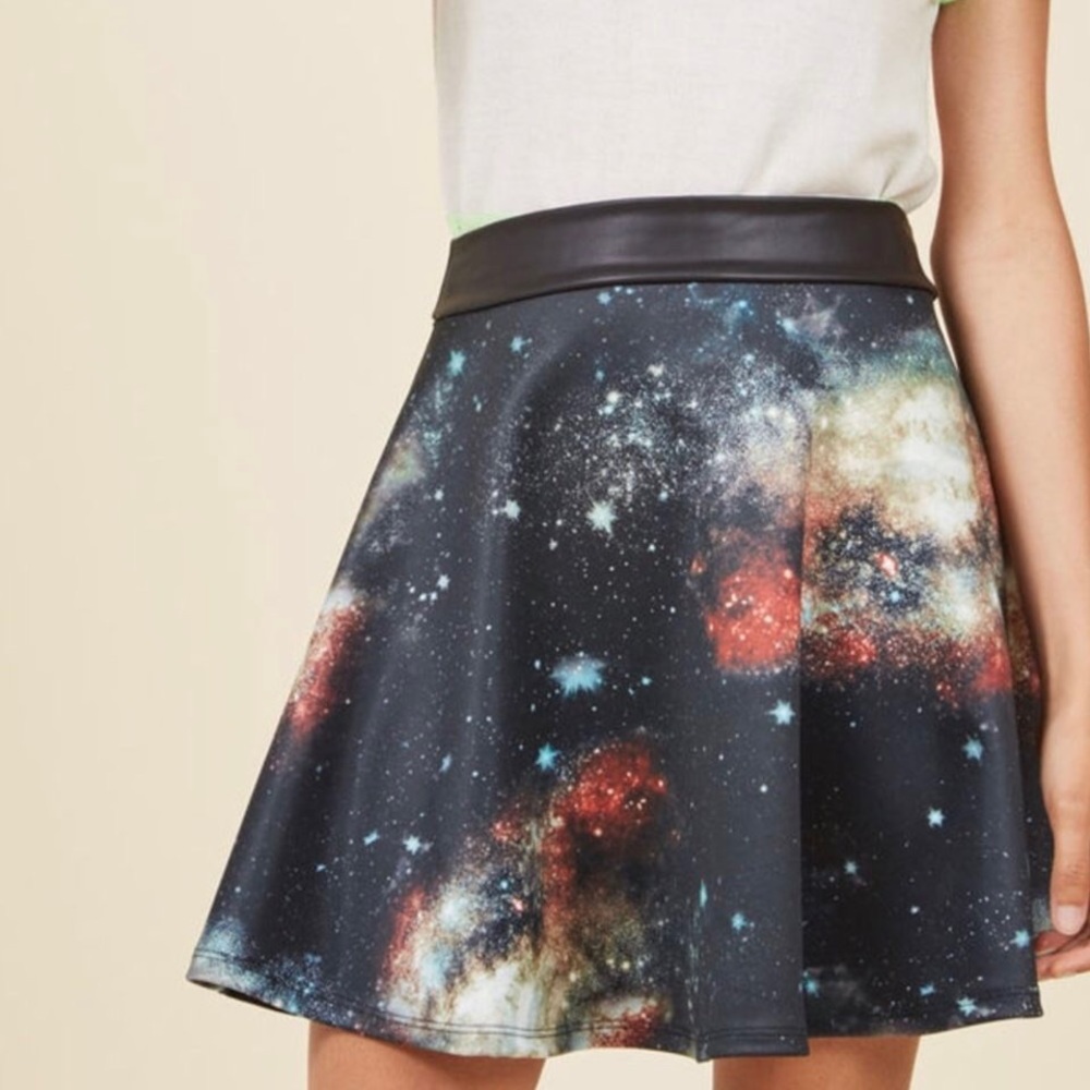 Galaxy Print Skater Skirt
